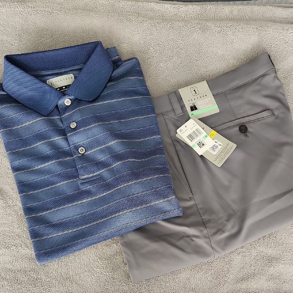 Calvin Klein Men's Navy and Gray Polo Shirt